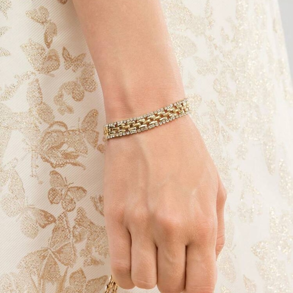 18K Gold Plated Cubic zirconia  Chain Bracelet Link Statement Bracelet
